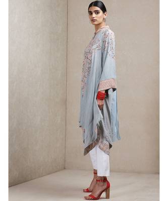 Light Grey Floral Print Asymmetric Dress 5