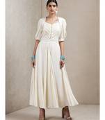 Off White Half Sleeves Long Dress