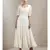 Off White Half Sleeves Long Dress