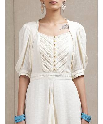 Off White Half Sleeves Long Dress 5