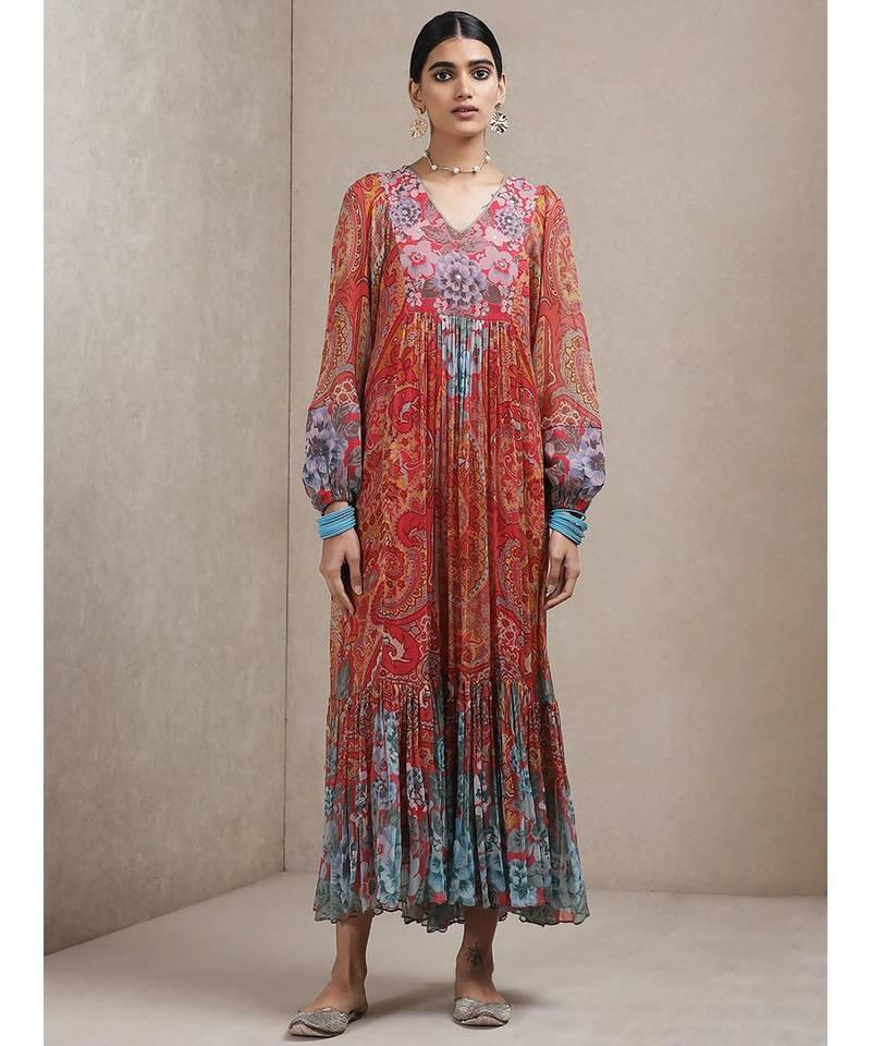 Dark Pink Printed Dress