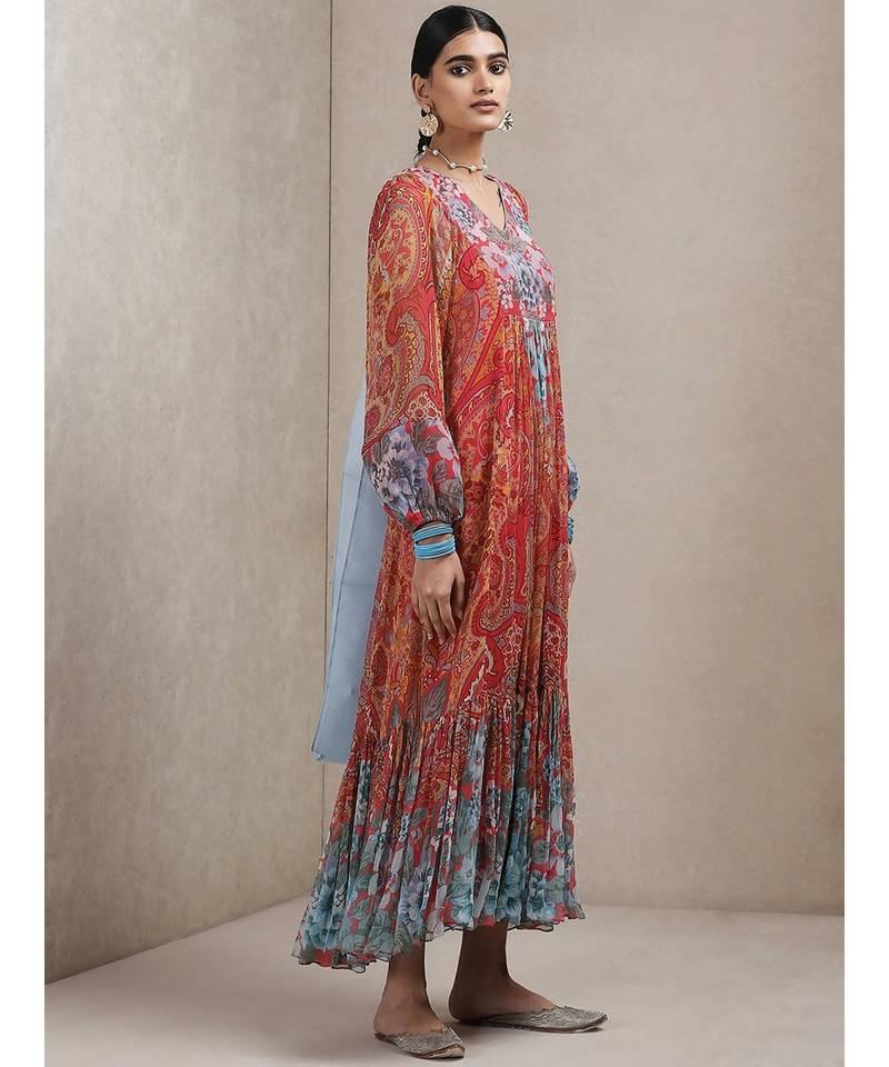 Dark Pink Printed Dress