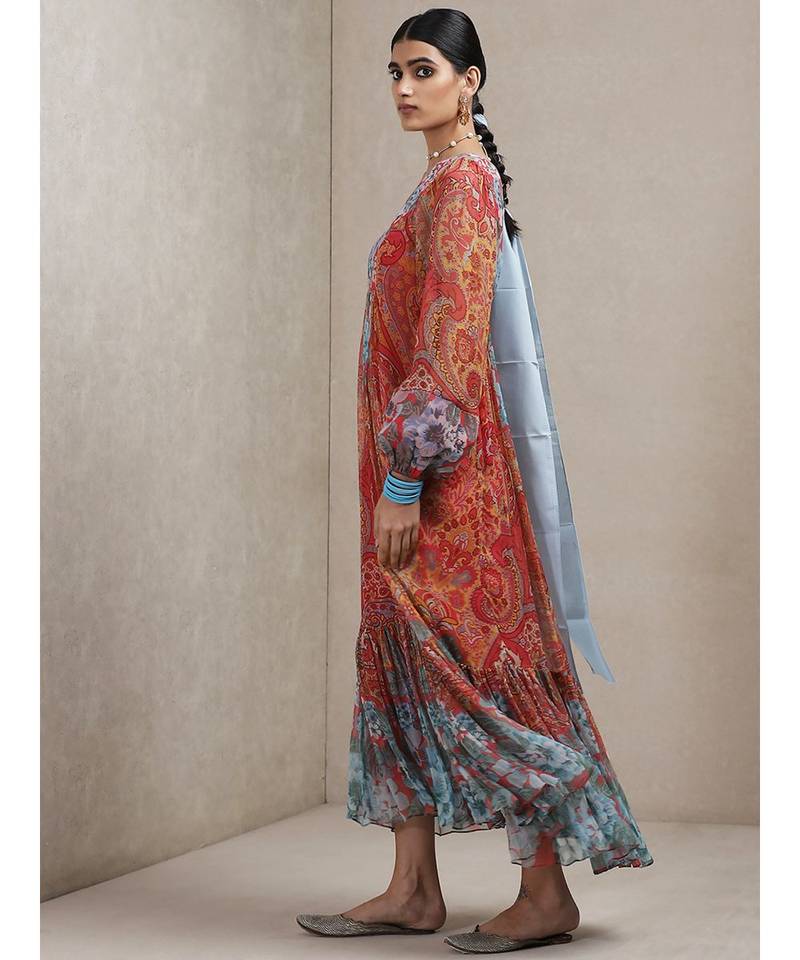 Dark Pink Printed Dress