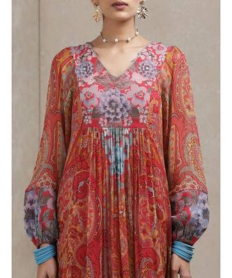 Dark Pink Printed Dress 5