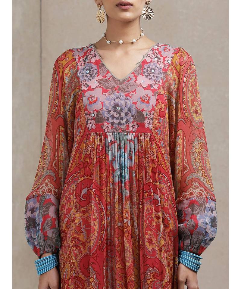 Dark Pink Printed Dress