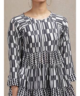 Black & White Geometric Print Kurti 5