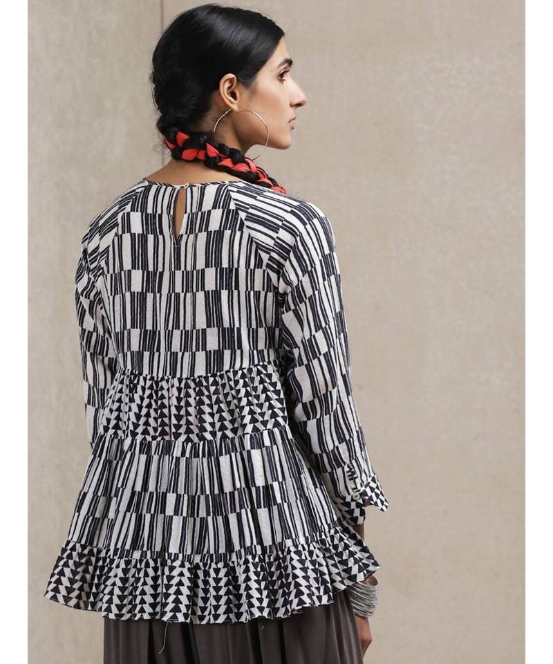 Black & White Geometric Print Kurti
