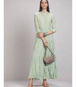 Pista Green Tiered Chanderi Kurta