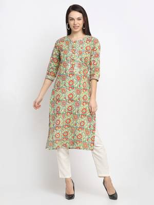 Green embroidered cotton kurtas-and-kurtis 1