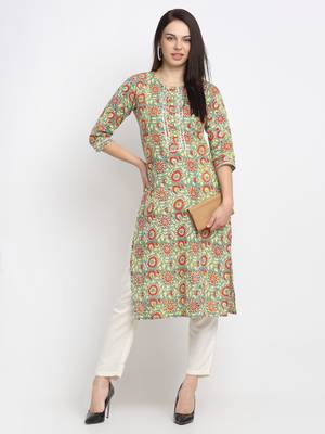 Green embroidered cotton kurtas-and-kurtis 5