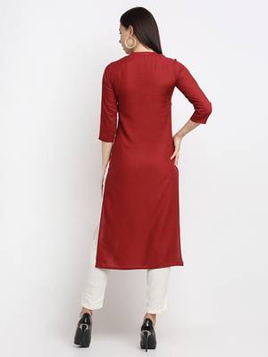 Maroon embroidered cotton kurtas-and-kurtis 2
