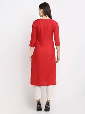 Red embroidered cotton kurtas-and-kurtis 2