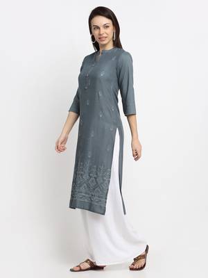 Grey embroidered cotton kurtas-and-kurtis 3