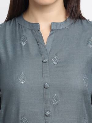 Grey embroidered cotton kurtas-and-kurtis 4
