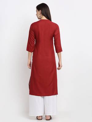 Maroon embroidered cotton kurtas-and-kurtis 2