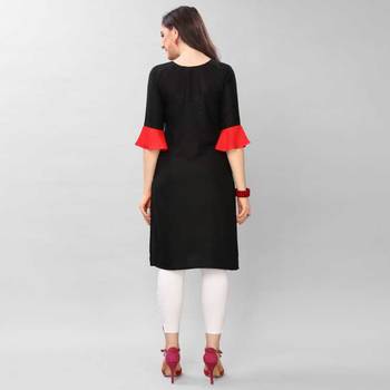 Fashion Kreza Heavy 14 Kg Rayon Women's Stitched Black Kurta 2