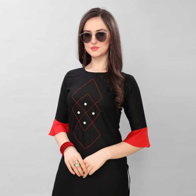Fashion Kreza Heavy 14 Kg Rayon Women's Stitched Black Kurta