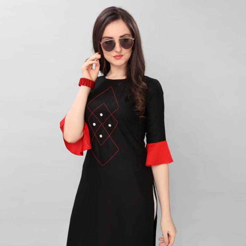 Fashion Kreza Heavy 14 Kg Rayon Women's Stitched Black Kurta