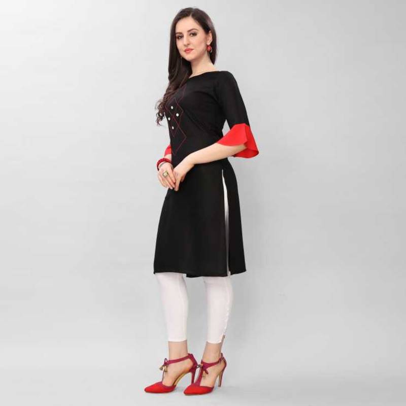 Fashion Kreza Heavy 14 Kg Rayon Women's Stitched Black Kurta