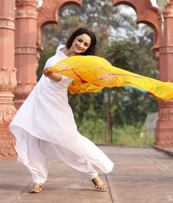 White Low High Kurti with Dhoti 1