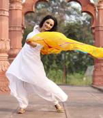 White Low High Kurti with Dhoti