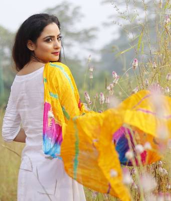 White Low High Kurti with Dhoti 8