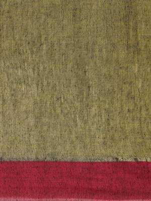 Yellow Plain Cotton Handloom Sarees With Blouse 5