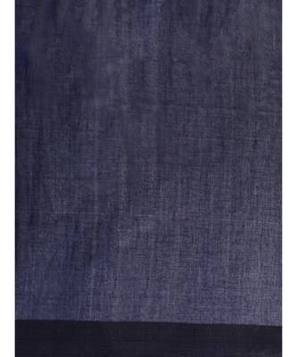 Blue Plain Cotton Handloom Sarees With Blouse 5