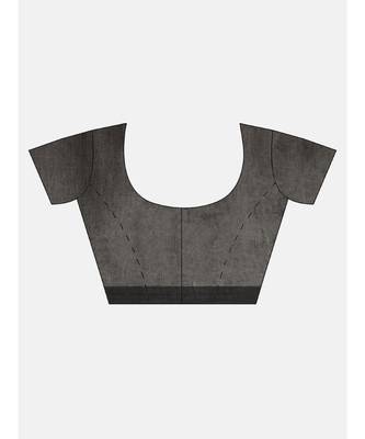 Black Plain Cotton Handloom Sarees With Blouse 6