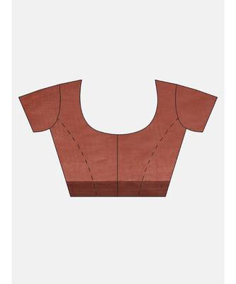Brown Plain Cotton Handloom Sarees With Blouse 6
