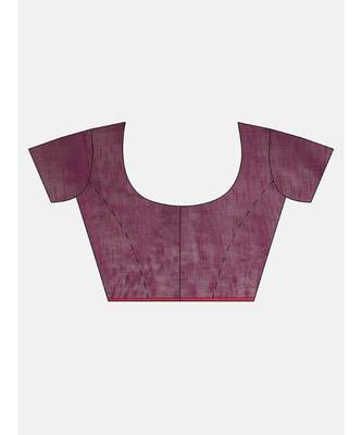 Purple Plain Cotton Handloom Sarees With Blouse 7