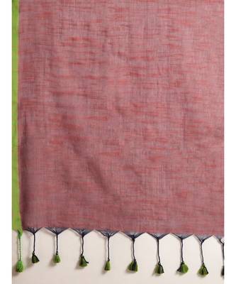 Grey Plain Cotton Handloom Sarees With Blouse 6