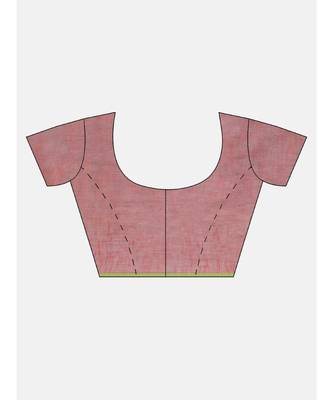 Grey Plain Cotton Handloom Sarees With Blouse 7