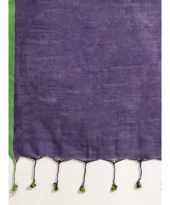 Purple Plain Cotton Handloom Sarees With Blouse 5