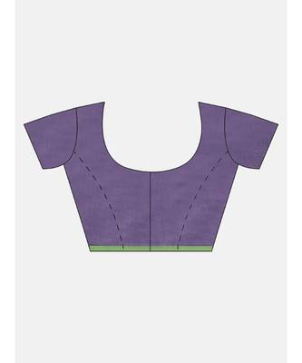 Purple Plain Cotton Handloom Sarees With Blouse 6