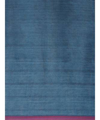 Blue Plain Cotton Handloom Sarees With Blouse 8