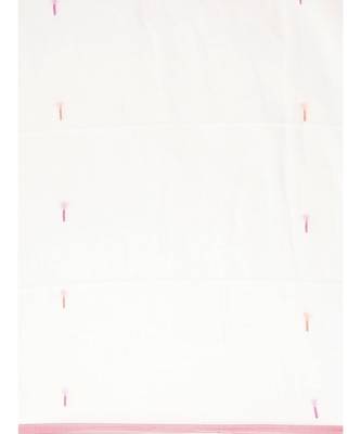 White Plain Cotton Handloom Sarees With Blouse 3