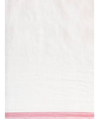 White Plain Cotton Handloom Sarees With Blouse 6
