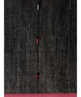 Black Plain Cotton Handloom Sarees With Blouse 5
