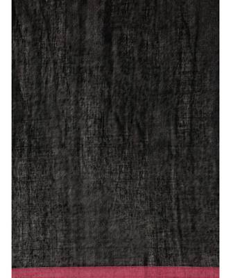 Black Plain Cotton Handloom Sarees With Blouse 8