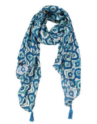 Dazzling Muslin Fabric Rama Blue Printed women scarf/Stoles 1