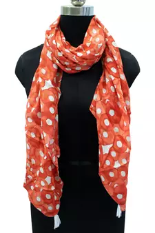 Splendid Muslin Fabric Orange Printed women scarf/Stoles