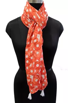 Splendid Muslin Fabric Orange Printed women scarf/Stoles