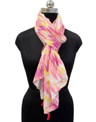 Pleasing Muslin Fabric Multicolor Printed women scarf/Stoles 3