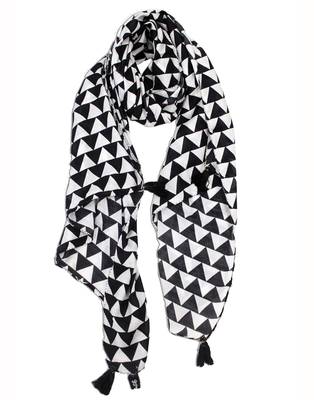 Appealing Muslin Fabric Black And White Printed women scarf/Stoles 1