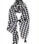 Appealing Muslin Fabric Black And White Printed women scarf/Stoles