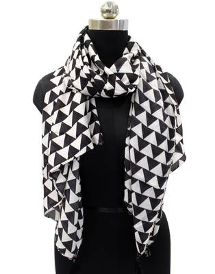 Appealing Muslin Fabric Black And White Printed women scarf/Stoles 2