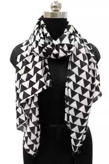 Appealing Muslin Fabric Black And White Printed women scarf/Stoles