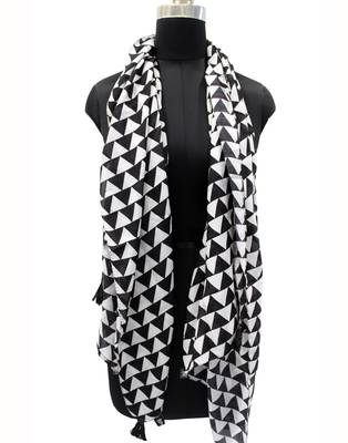 Appealing Muslin Fabric Black And White Printed women scarf/Stoles 3