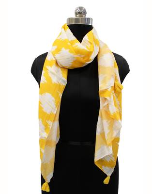 Stunning Muslin Fabric Yellow  Printed women scarf/Stoles 2